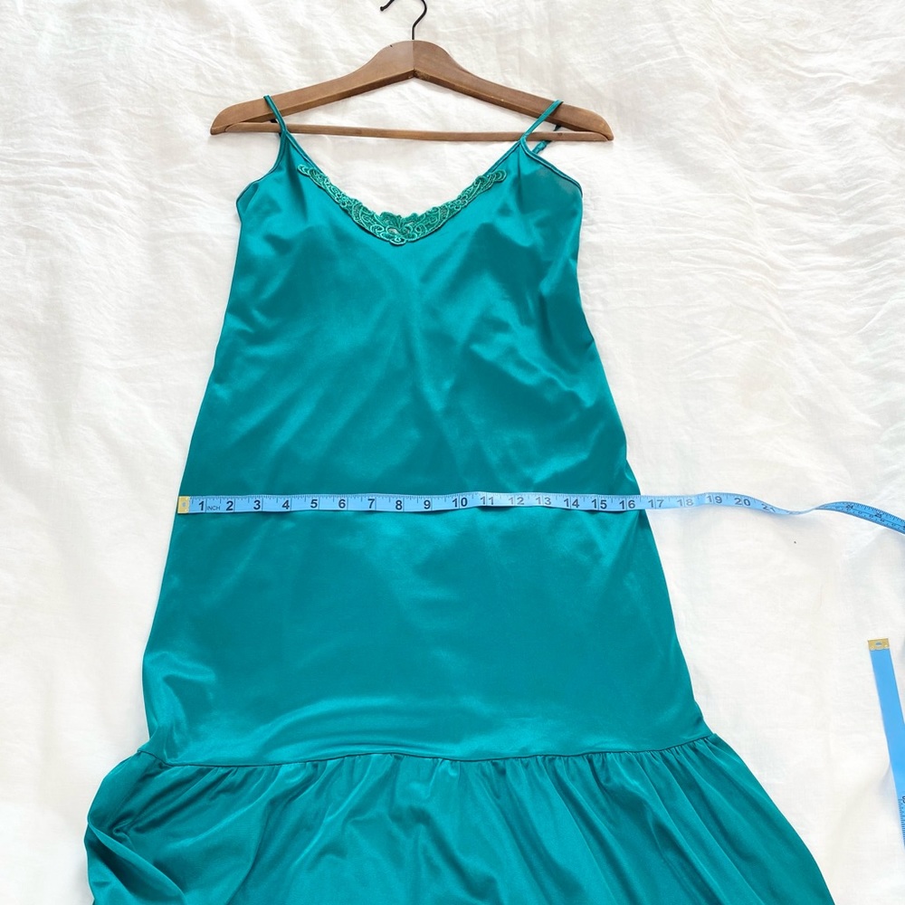 Vintage Teal Green Slip Dress Nighty - Picture 8 of 10